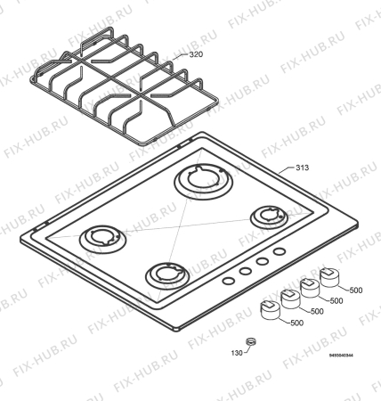 Взрыв-схема плиты (духовки) Electrolux EHG641X - Схема узла Hob 271